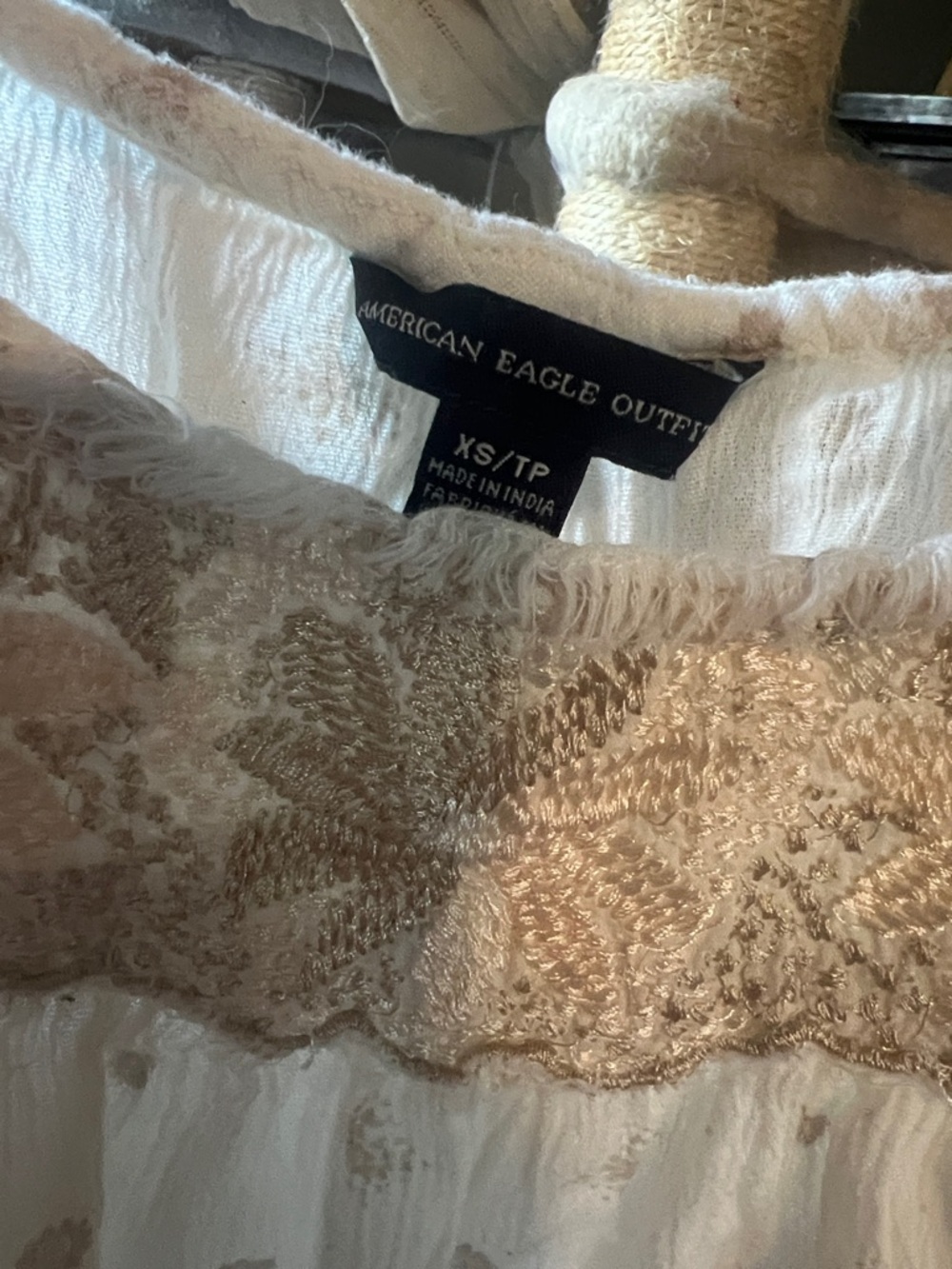 American Eagle Outfitters Cream and Beige Embroidered Camisole - Picture 2 of 6
